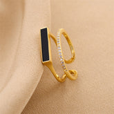 Geometric gold-finished copper ring with minimalist modern design